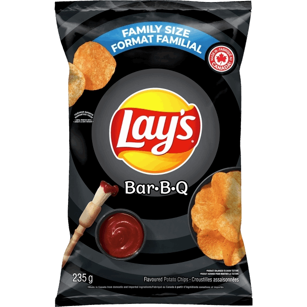 Lay's BBQ Potato Chips | Classic Smoky Flavor | Crispy Snack | 235g Party Size Bag