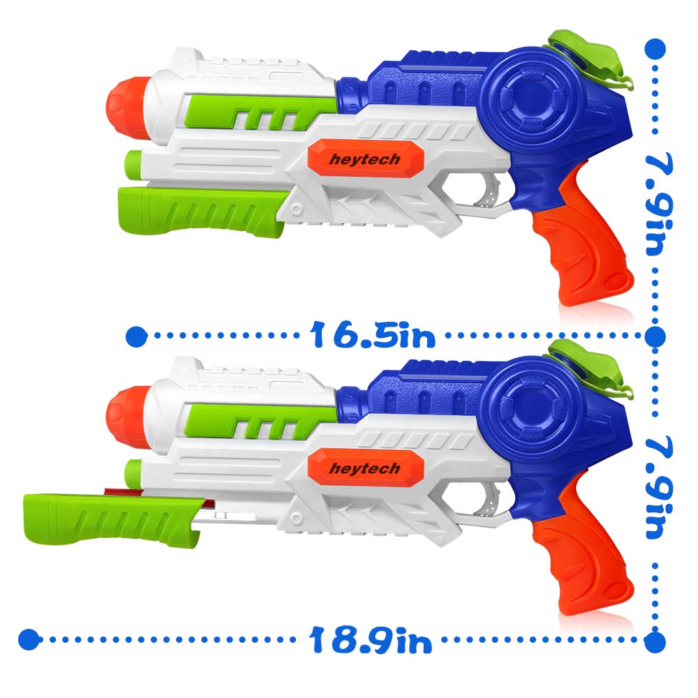 Heytech Super Water Gun 2-Pack (Green) | 1200cc High Capacity Blasters | 32ft Long Range Soakers