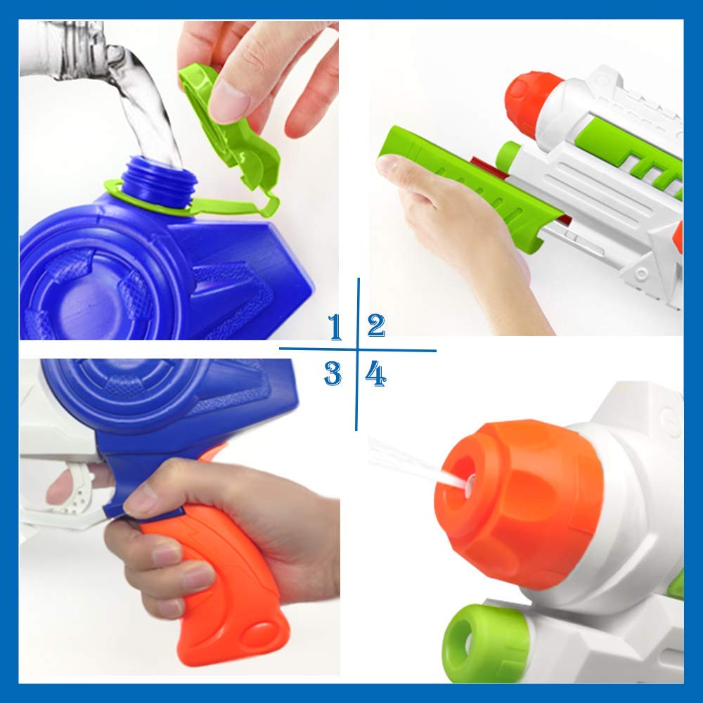 Heytech Super Water Gun 2-Pack (Green) | 1200cc High Capacity Blasters | 32ft Long Range Soakers