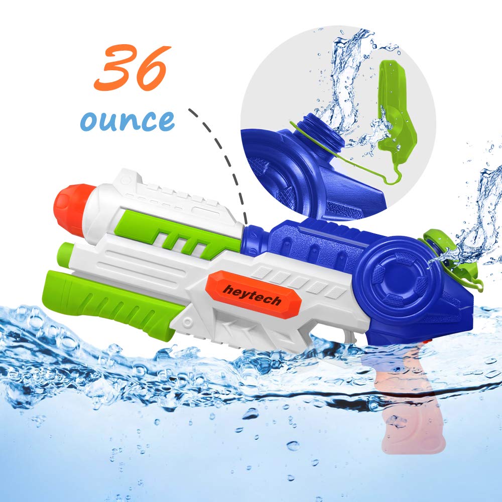 Heytech Super Water Gun 2-Pack (Green) | 1200cc High Capacity Blasters | 32ft Long Range Soakers