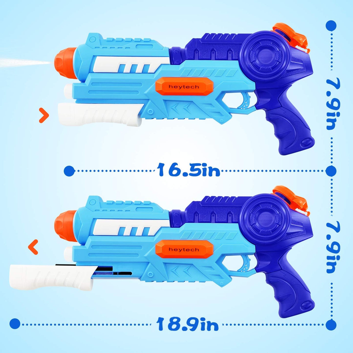 Heytech Super Water Guns (2 Pack) | 1200cc High-Capacity | 32ft Long-Range Soakers