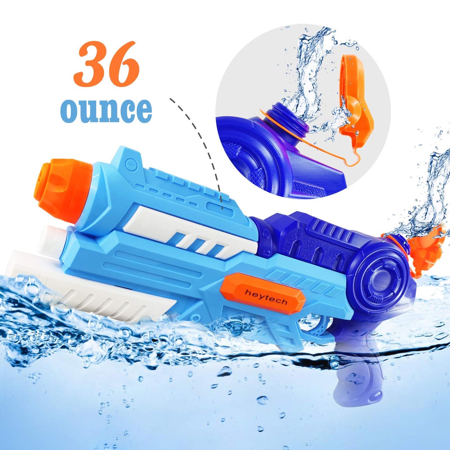 Heytech Super Water Guns (2 Pack) | 1200cc High-Capacity | 32ft Long-Range Soakers