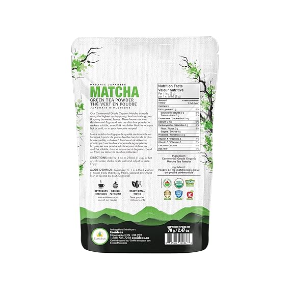 ECOIDEAS Organic Ceremonial Grade Matcha Green Tea Powder (70g, Pack of 2)