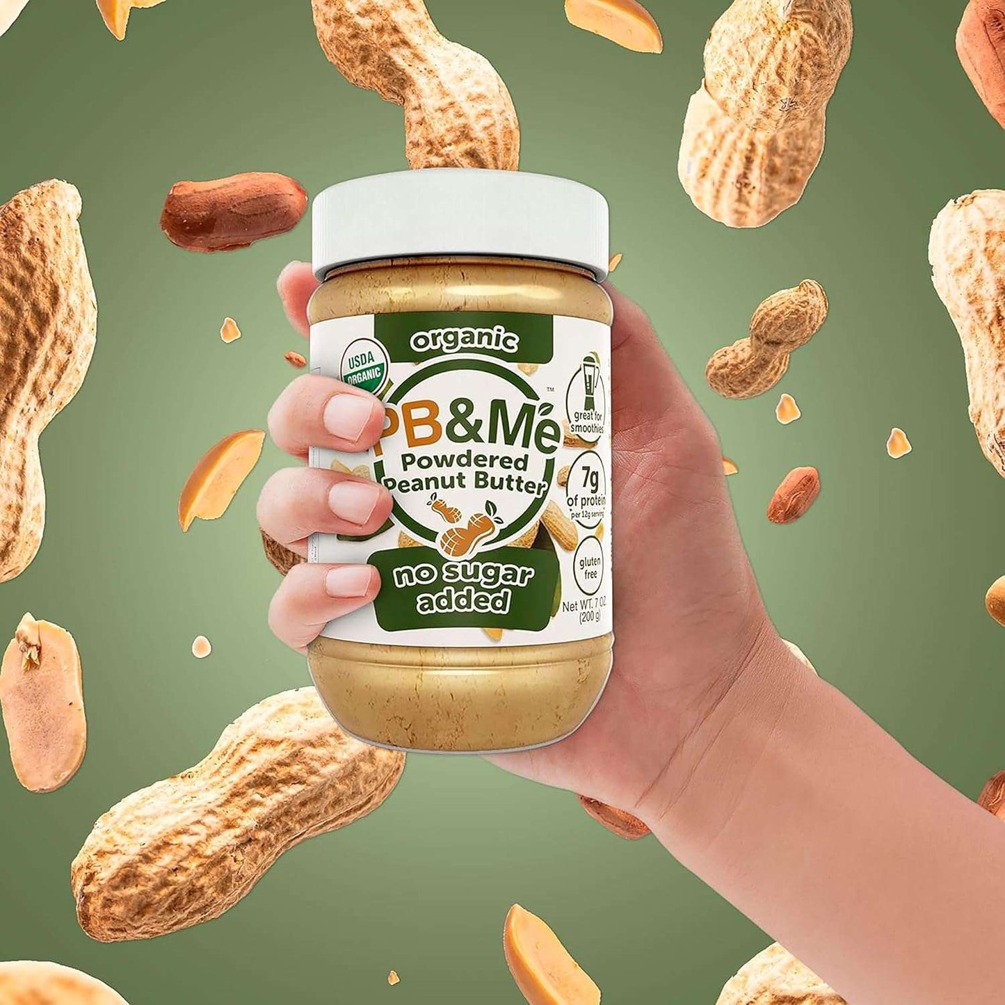 PB&Me Powdered Peanut Butter: High Protein, Low Fat, No Sugar Added (Natural, Gluten-Free, 200g)