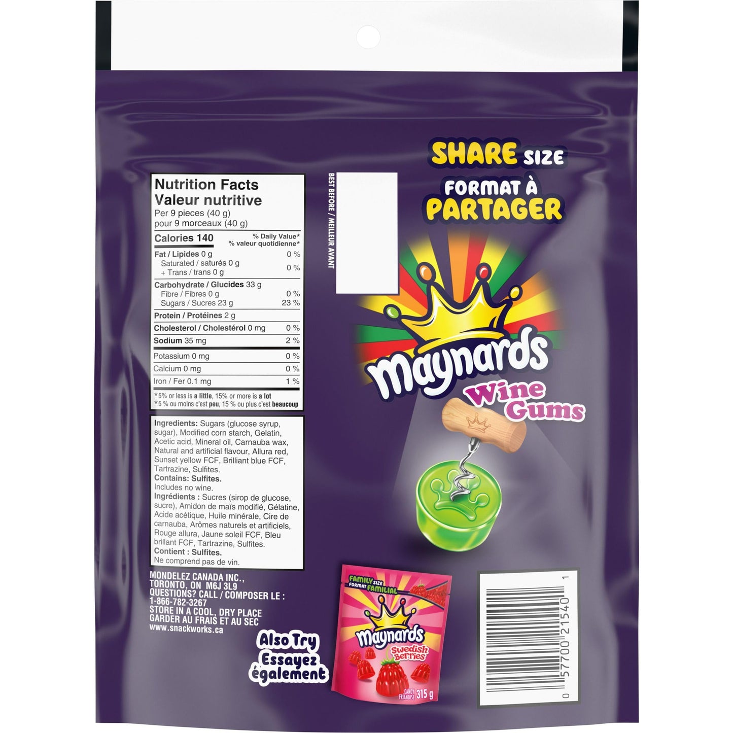 Maynards, Wine Gums Candy, Gummy Candy, 315g