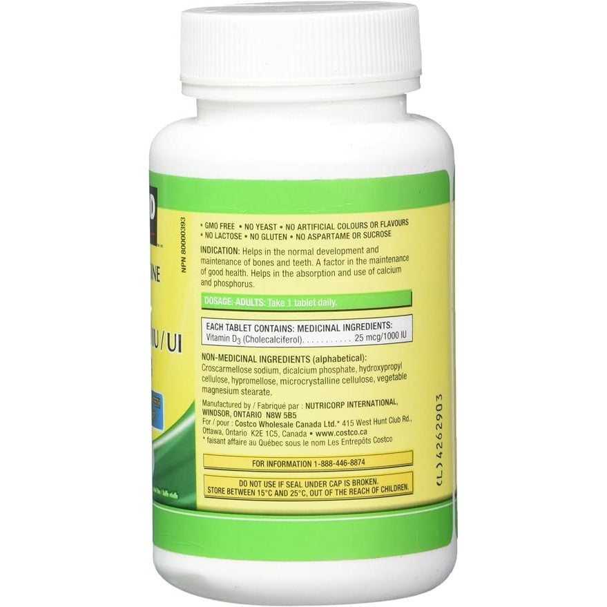 Kirkland Signature Vitamin D3 1000 IU (360 Tablets)