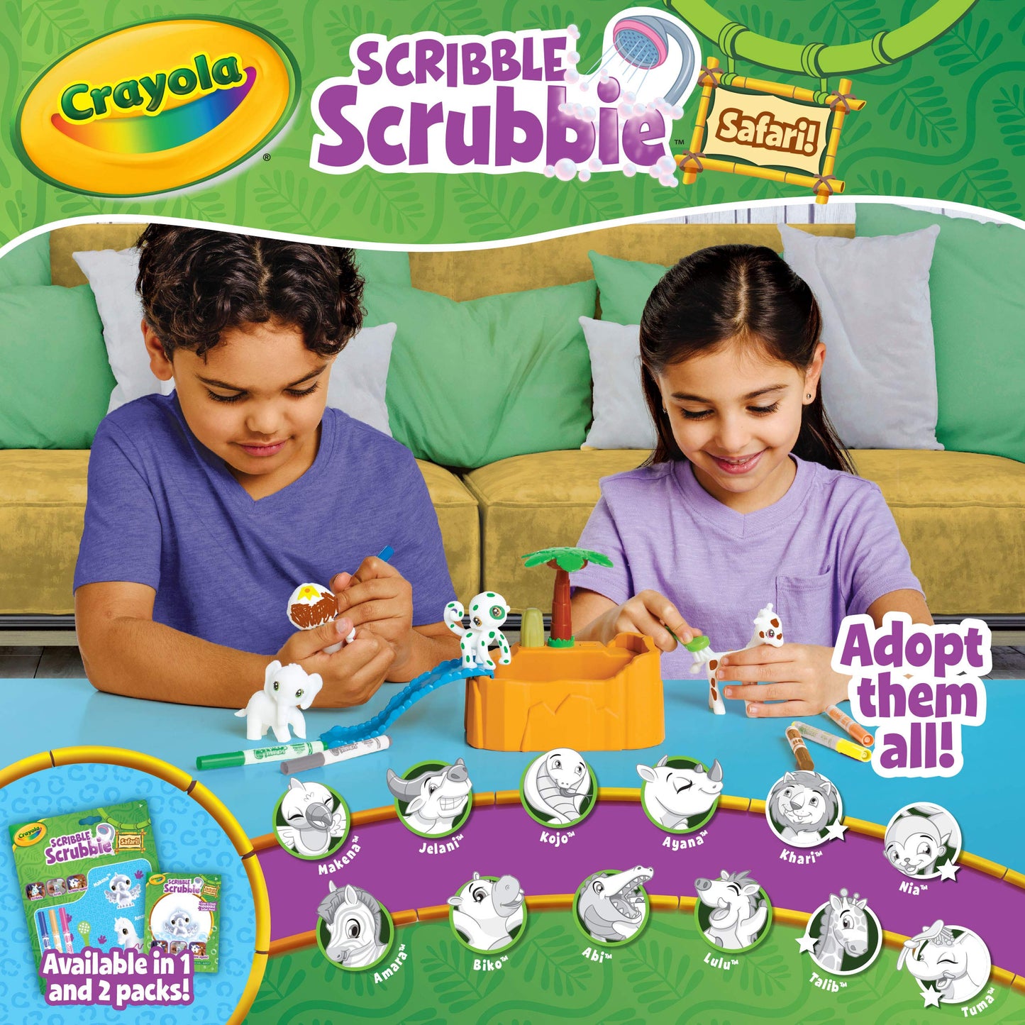 Crayola Scribble Scrubbie Safari Animals Playset - Ages 3+