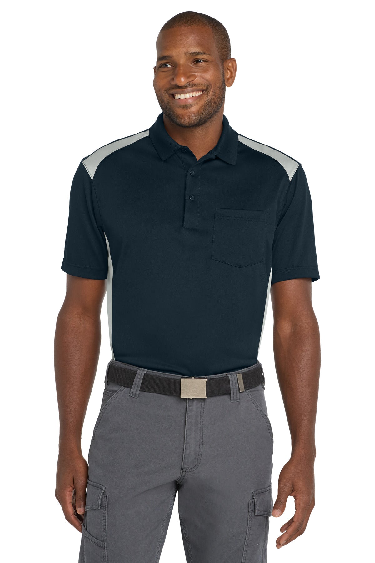 CornerStone® Select Snag-Proof Two Way Colorblock Pocket Polo. CS416