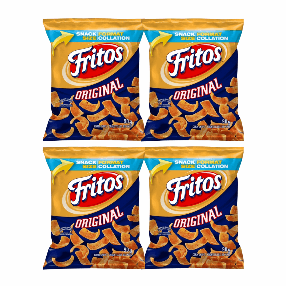 Fritos Original Corn Chips 4 Pack - Classic Crunchy Snack Bags (90g / ~3.1 oz)