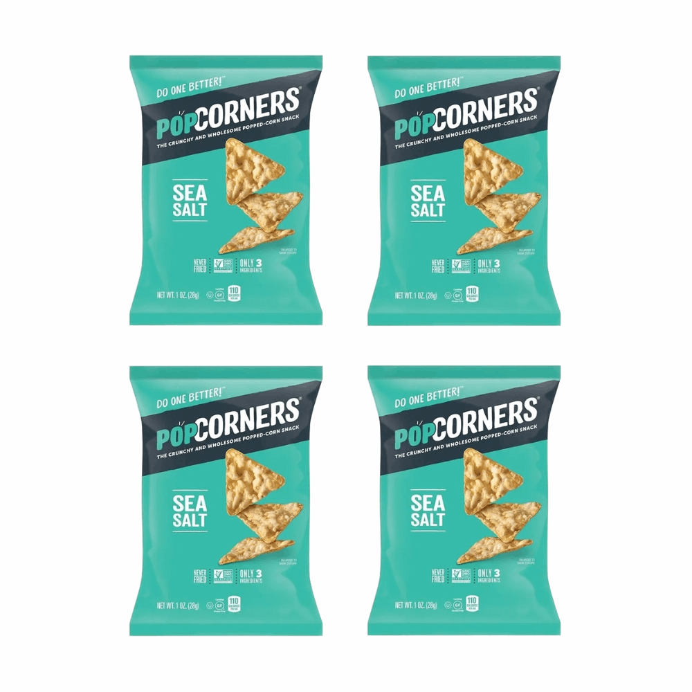 Popcorners Sea Salt Never Fried Snacks - 4 Pack (28g / ~1 oz Snack Bags)