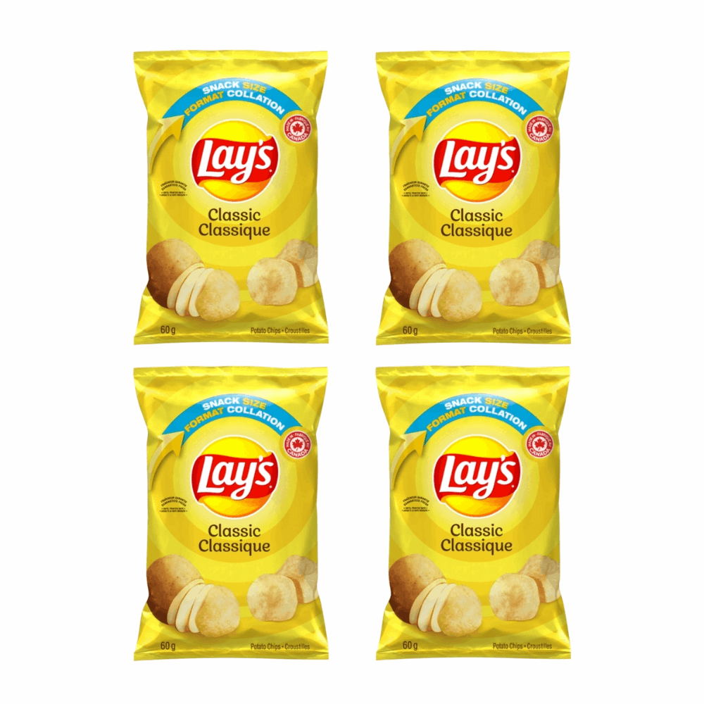 Lay's Classic Potato Chips - Original Flavor 4 Snack Pack (60g Bags)