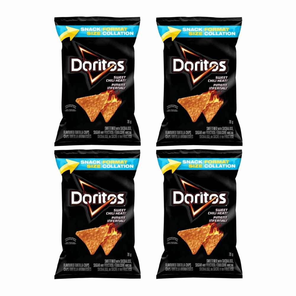Doritos Sweet Chili Heat Tortilla Chips - Sweet & Spicy 4 Pack (70g Snack Bags)