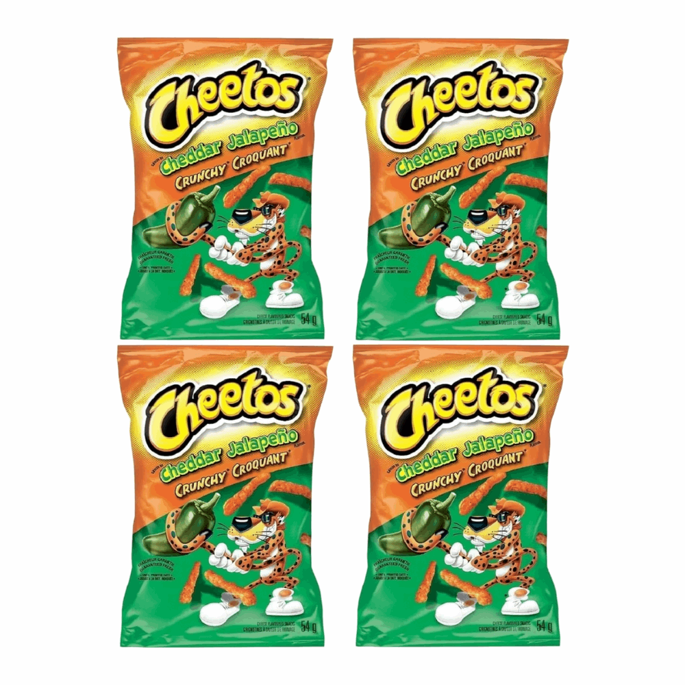 Cheetos Jalapeño Crunchy Cheese Snacks - Spicy & Gluten-Free (1.9 oz Bags, 4 Pack)