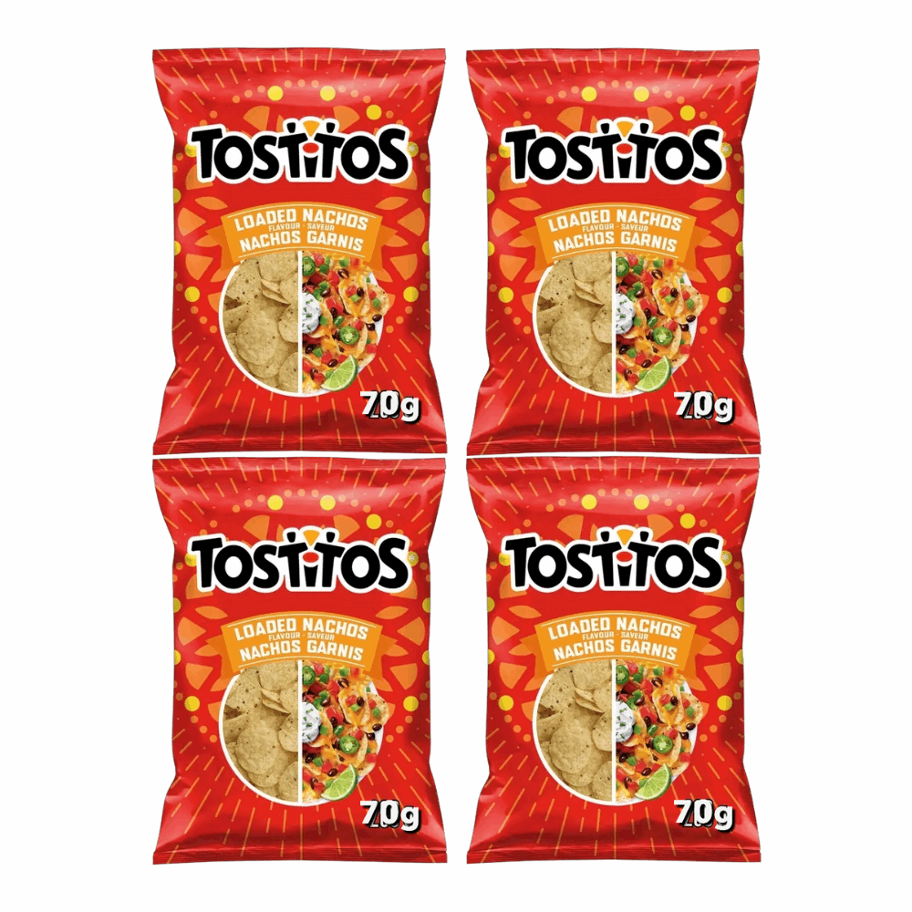 Tostitos Loaded Nacho Flavored Tortilla Chips - 4 Pack (70g / ~2.5 oz) Snack Bags