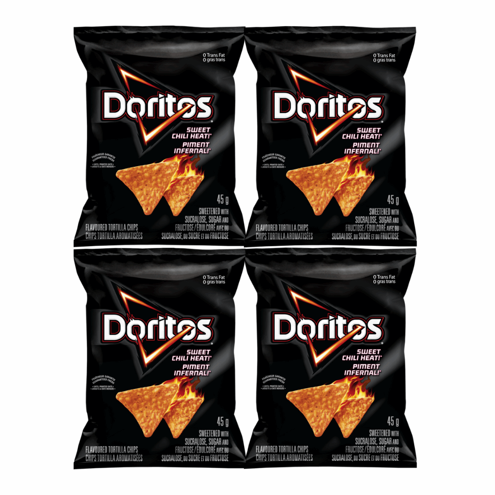 Doritos Sweet Chili Heat Tortilla Chips - Sweet & Spicy 4 Pack (45g Snack Bags)