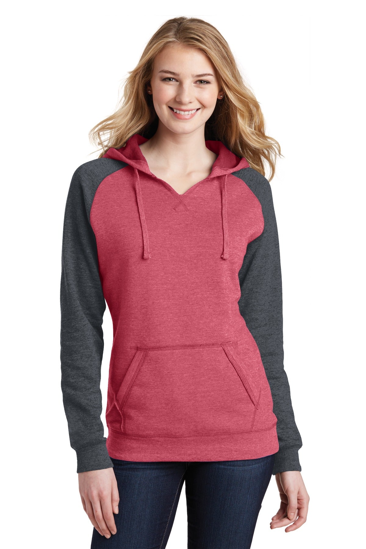 District® Women's Lightweight Fleece Raglan Hoodie. DT296