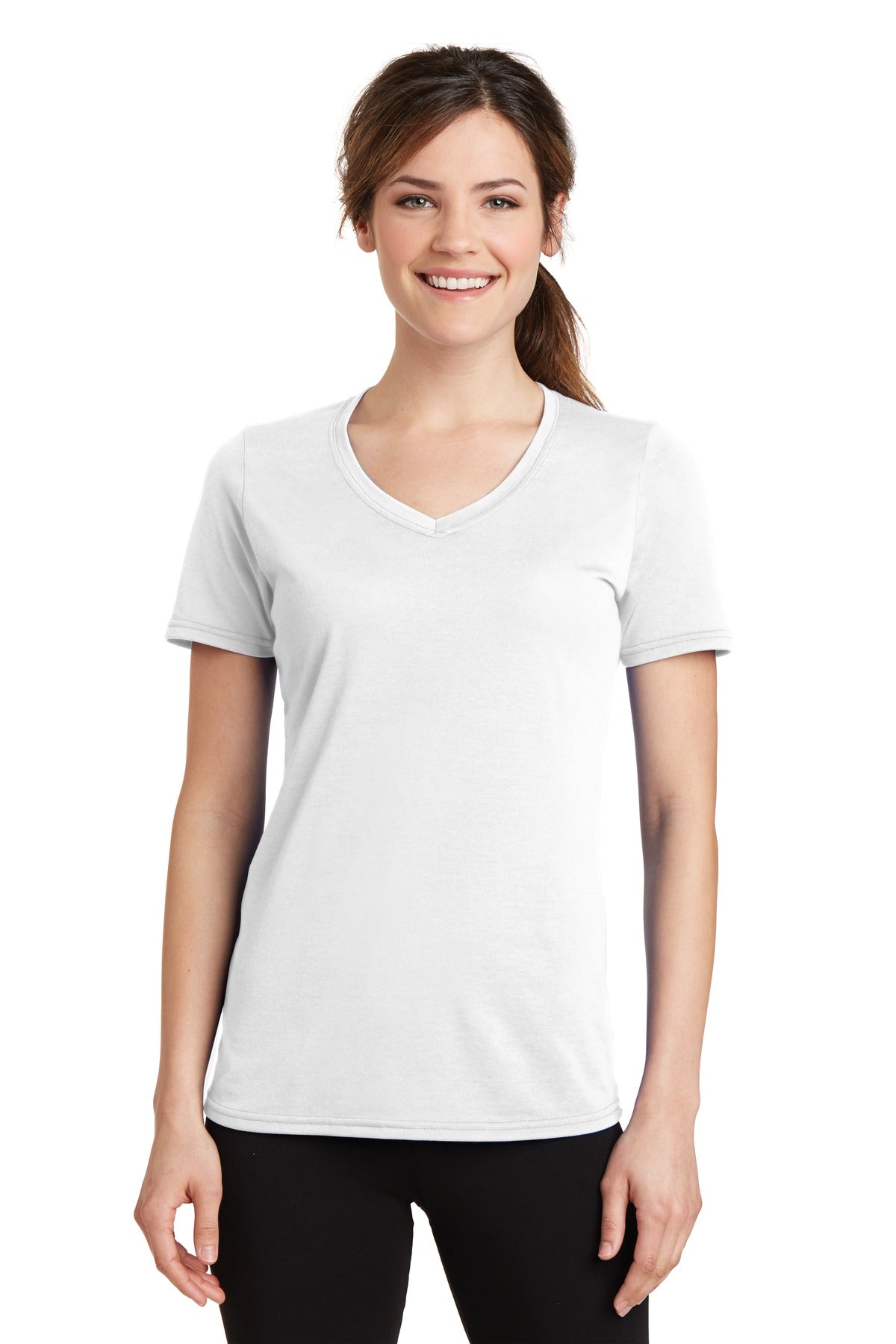 Port & Co™ Women's Performance Blend V-Neck Tee. LPC381V