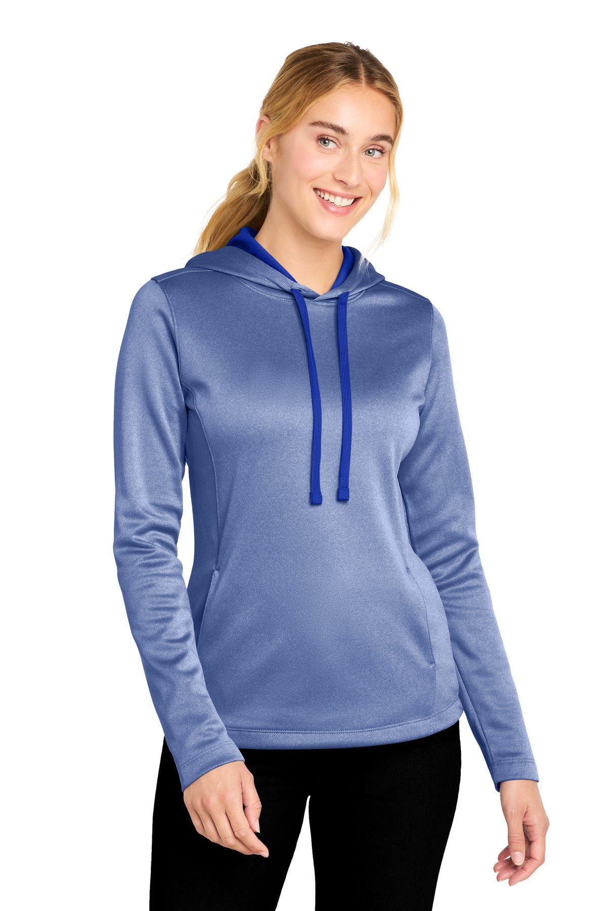 Sport-Tek ® Women's PosiCharge ® Sport-Wick ® Heather Fleece Hooded Pullover. LST264