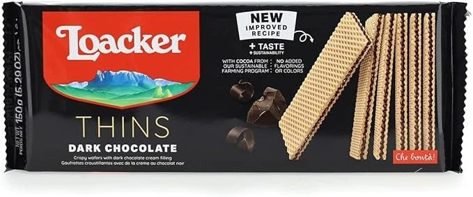 Loacker Premium Fondente Dark Chocolate Wafers – Rich & Crispy Indulgence – 150g