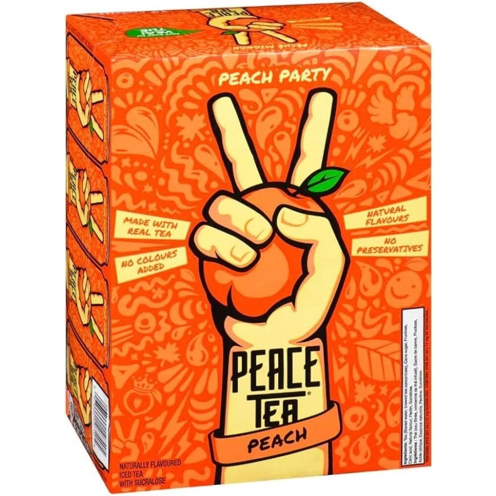 12 Cans of Peace Tea Peach Iced Tea 341ml (12oz) Each