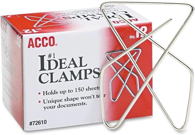 Acco Ideal No.1 Butterfly Paper Clamps - (12-Count Box)