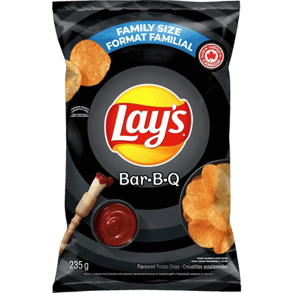 Lay's BBQ Potato Chips | Classic Smoky Flavor | Crispy Snack | 235g Party Size Bag