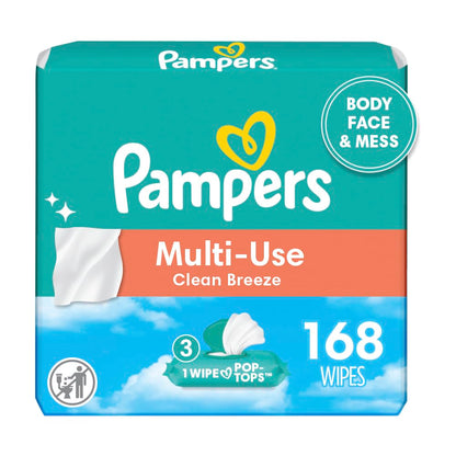Pampers Baby Wipes  – 3 Pop-Top Packs (168 Wipes)