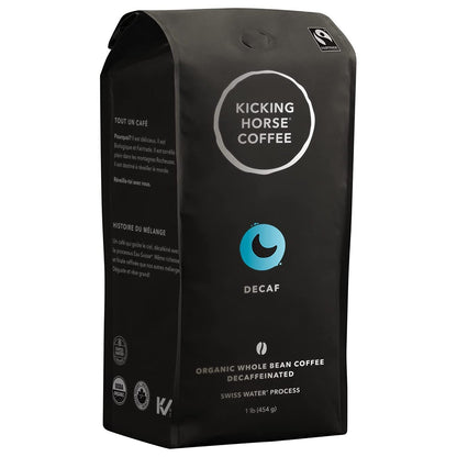 Kicking Horse Organic Decaf Coffee | Swiss Water Process, Dark Roast Whole Bean (1 lb Bag) | Fairtrade