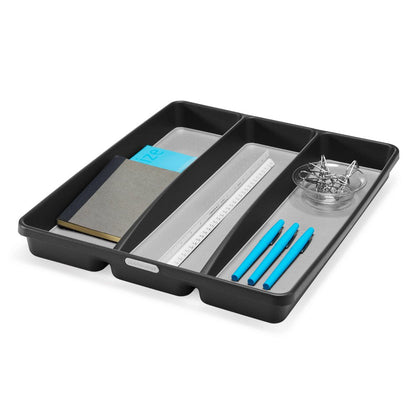 madesmart Large Utensil Tray & Kitchen Drawer Organizer | 3-Compartment, Non-Slip, BPA-Free (Granite)