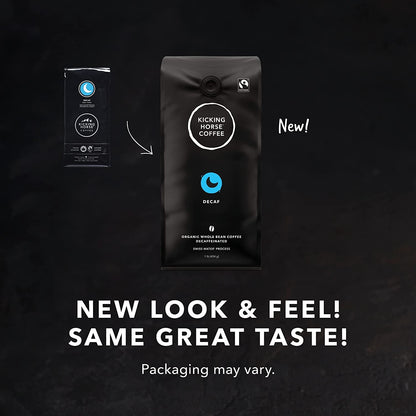 Kicking Horse Organic Decaf Coffee | Swiss Water Process, Dark Roast Whole Bean (1 lb Bag) | Fairtrade