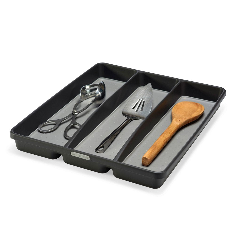 madesmart Large Utensil Tray & Kitchen Drawer Organizer | 3-Compartment, Non-Slip, BPA-Free (Granite)