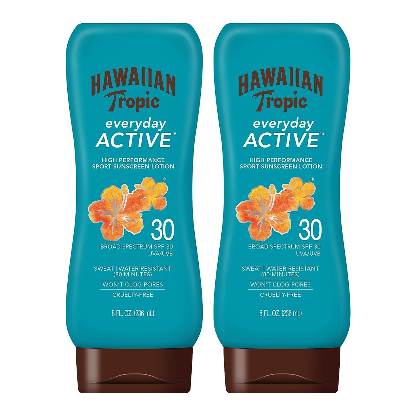 Hawaiian Tropic Everyday Active Lotion Sunscreen SPF 30, Twin Pack , 8oz each