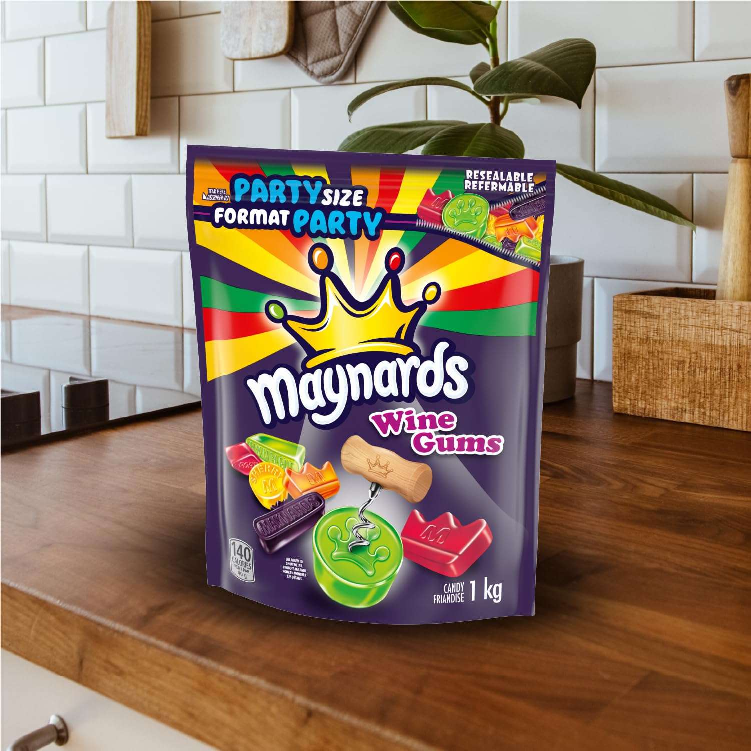 Maynards Wine Gums - 1kg Party Size Chewy Candy | Assorted Fruit Flavors | Resealable