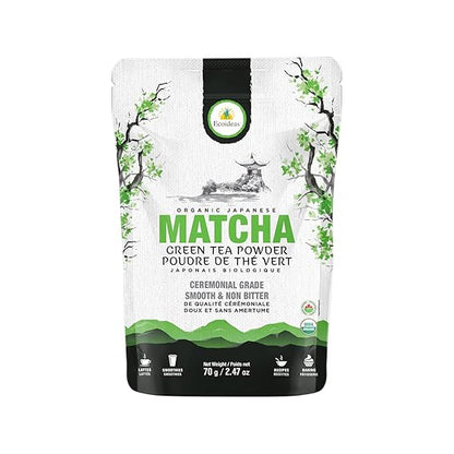 ECOIDEAS Organic Ceremonial Grade Matcha Green Tea Powder (70g, Pack of 2)