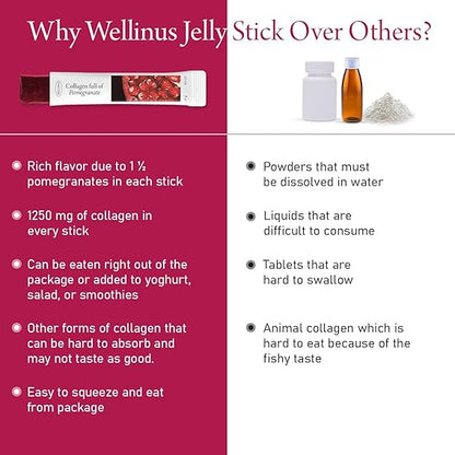WELLINUS Collagen Jelly Sticks: Pomegranate, Mango & Blueberry Variety Pack (75 Count) – Glowing Skin, Healthy Hair & Strong Nails