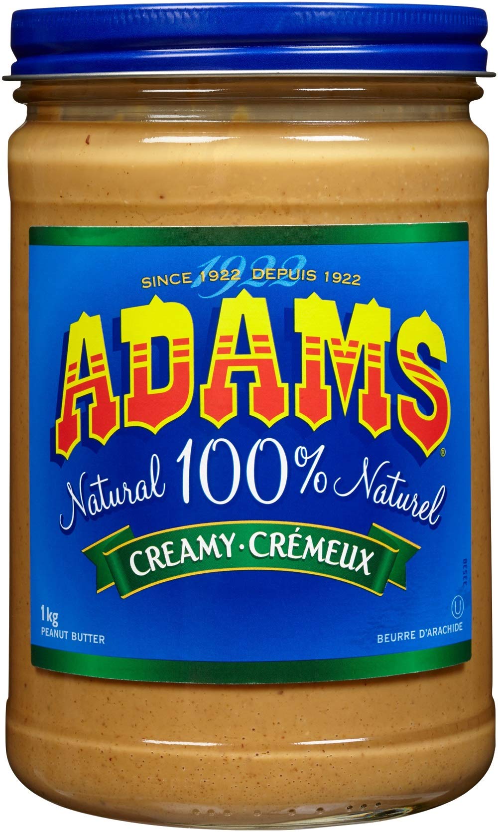 Adams Peanut Butter, 100% Natural Creamy Peanut Butter, 1 kg