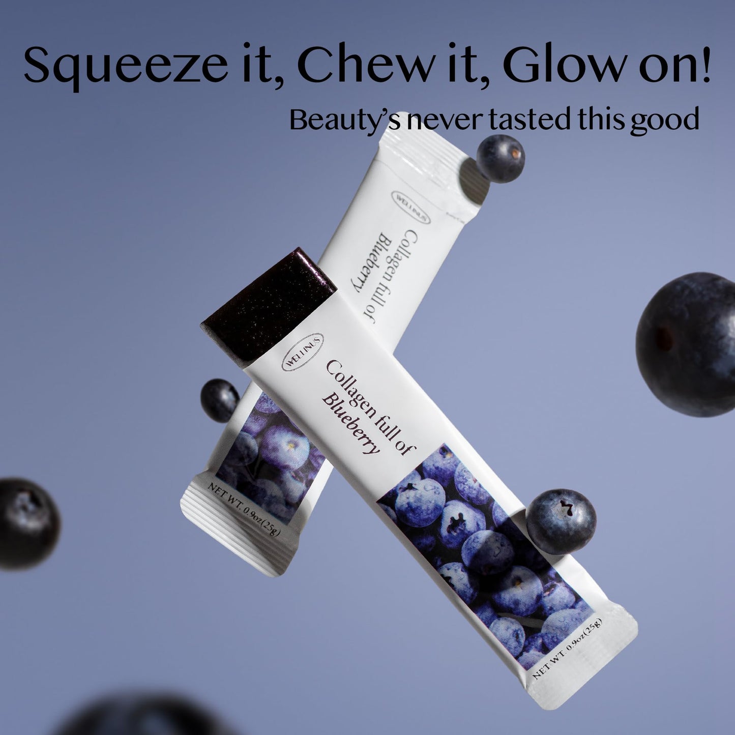 WELLINUS Korean Beauty Blueberry Collagen Jelly Sticks - 25 Packs