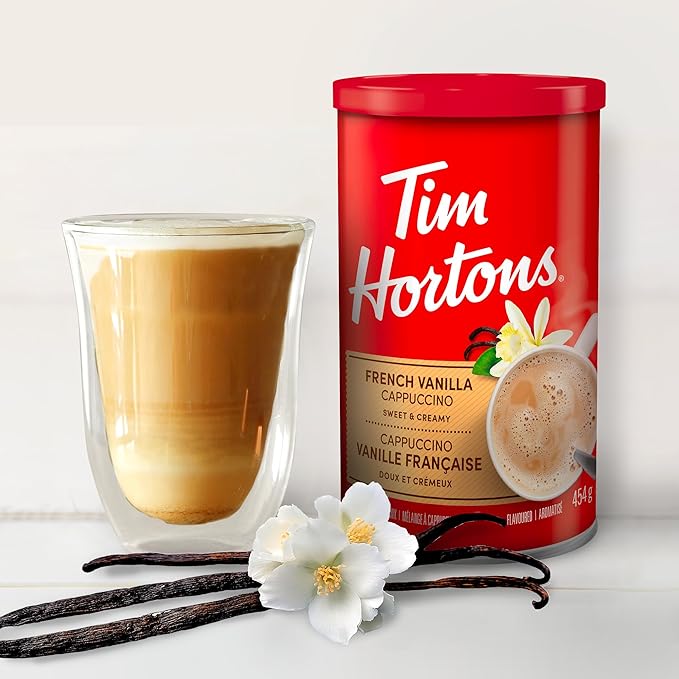Tim Hortons French Vanilla Instant Cappuccino Mix (16oz) – Rich & Creamy