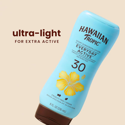 Hawaiian Tropic Everyday Active Lotion Sunscreen SPF 30, Twin Pack , 8oz each