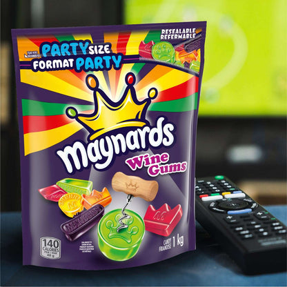 Maynards Wine Gums - 1kg Party Size Chewy Candy | Assorted Fruit Flavors | Resealable