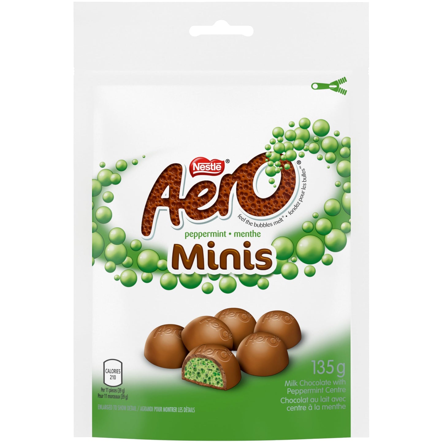 Aero Peppermint Chocolate Bubbles Pouch - Light & Refreshing Candy (4.76 oz)