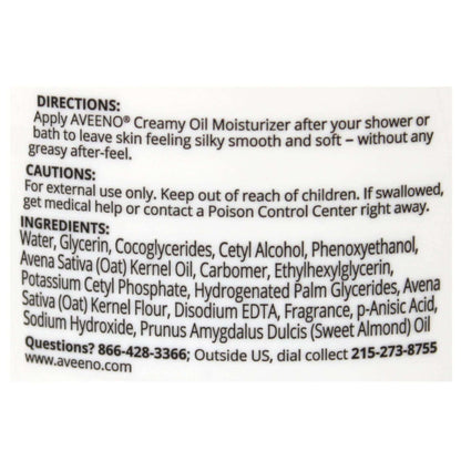 Aveeno Creamy Moisturizing Oil - Non-Greasy Lotion for Dry, Sensitive Skin (12 fl oz)