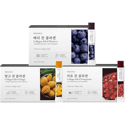 WELLINUS Collagen Jelly Sticks: Pomegranate, Mango & Blueberry Variety Pack (75 Count) – Glowing Skin, Healthy Hair & Strong Nails