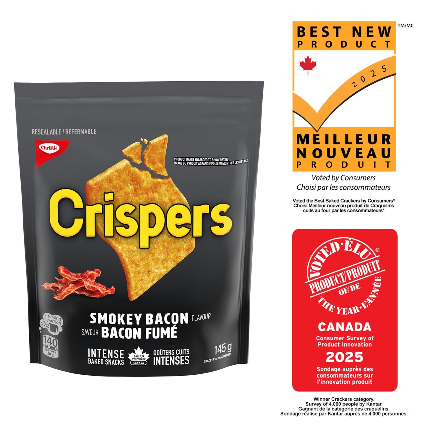 CRISPERS, Smokey Bacon Crackers,  145 g