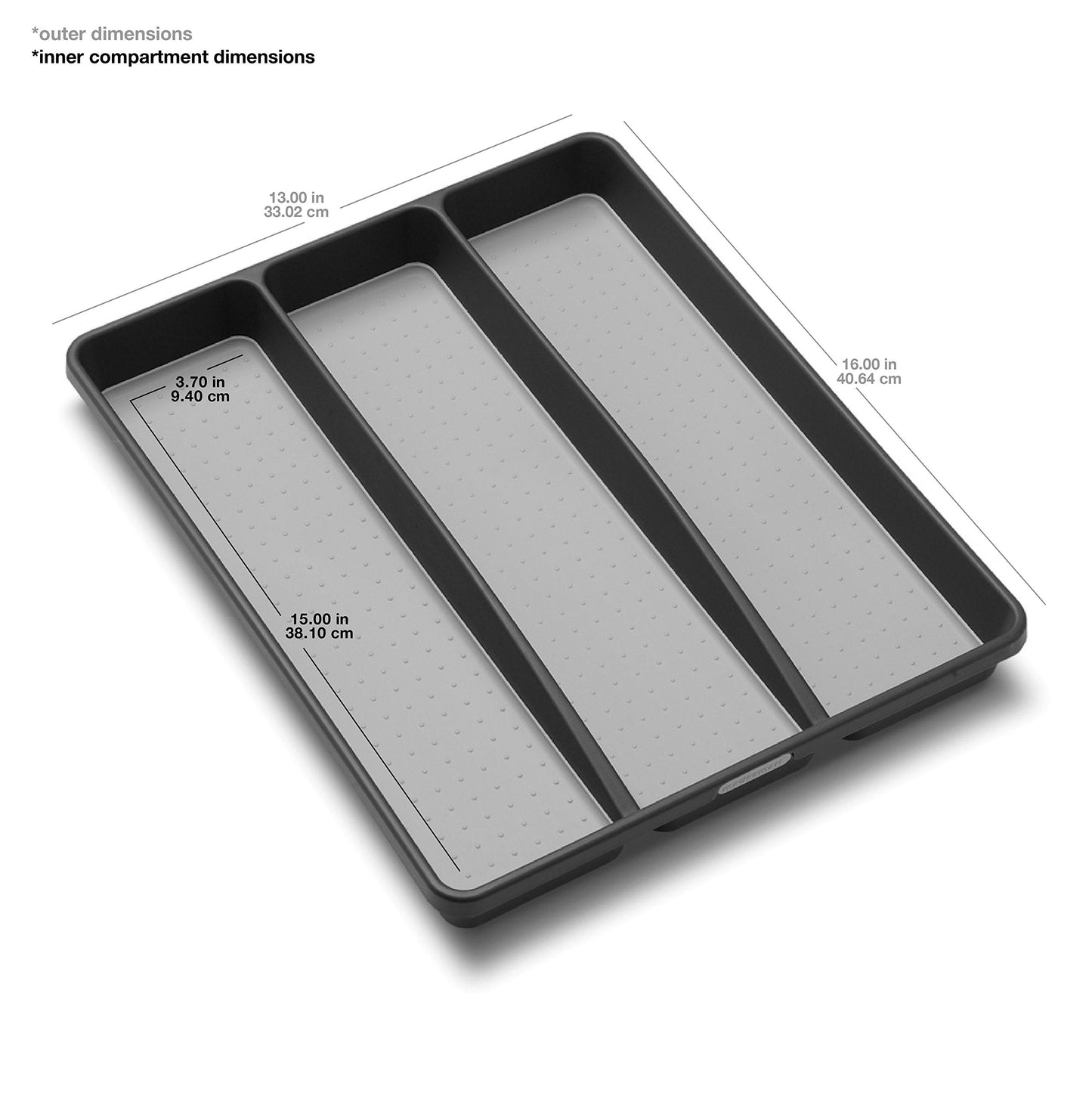 madesmart Large Utensil Tray & Kitchen Drawer Organizer | 3-Compartment, Non-Slip, BPA-Free (Granite)