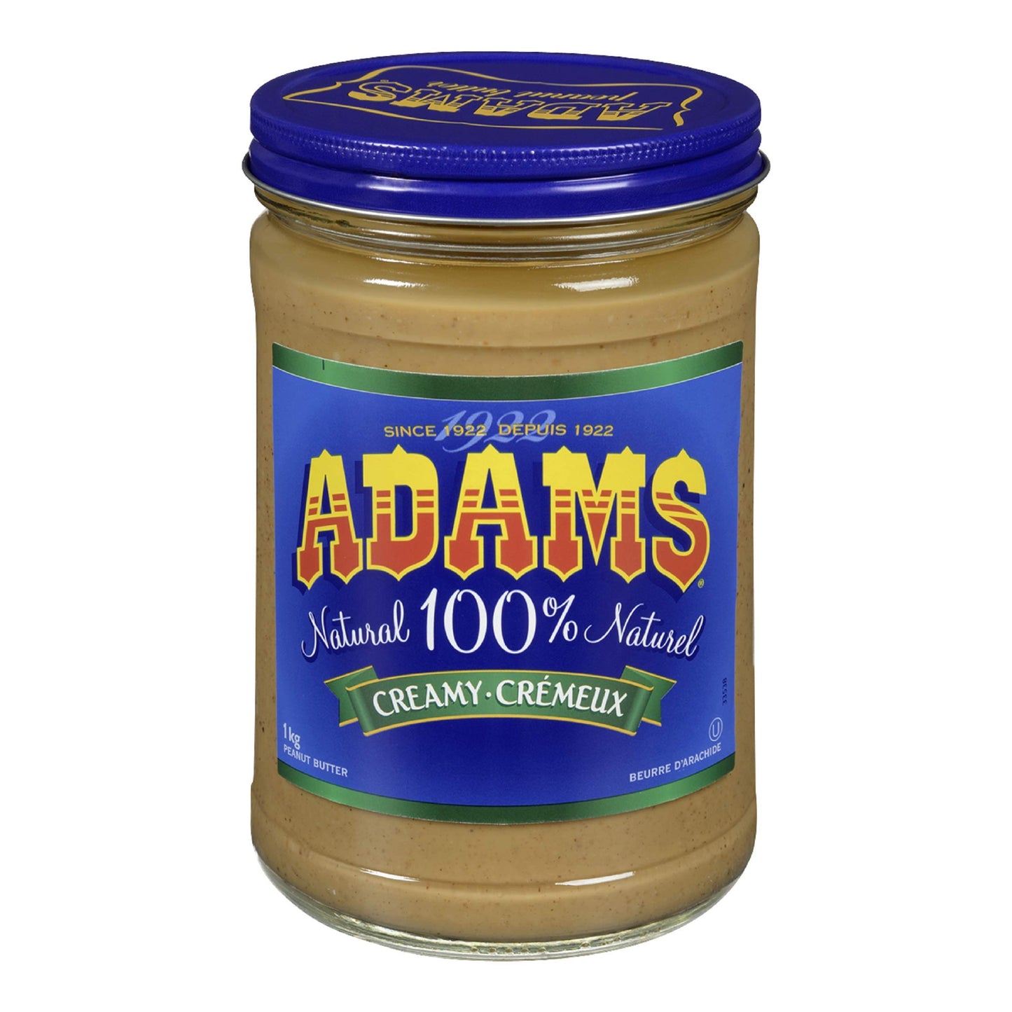 Adams Peanut Butter, 100% Natural Creamy Peanut Butter, 1 kg