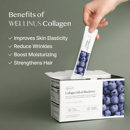 WELLINUS Korean Beauty Blueberry Collagen Jelly Sticks - 25 Packs