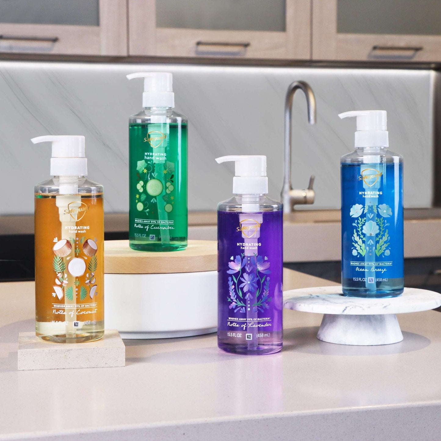 Safeguard Hydrating Liquid Hand Soap, Calming Lavender (4-Pack, 15.5 oz) - Washes Away Bacteria