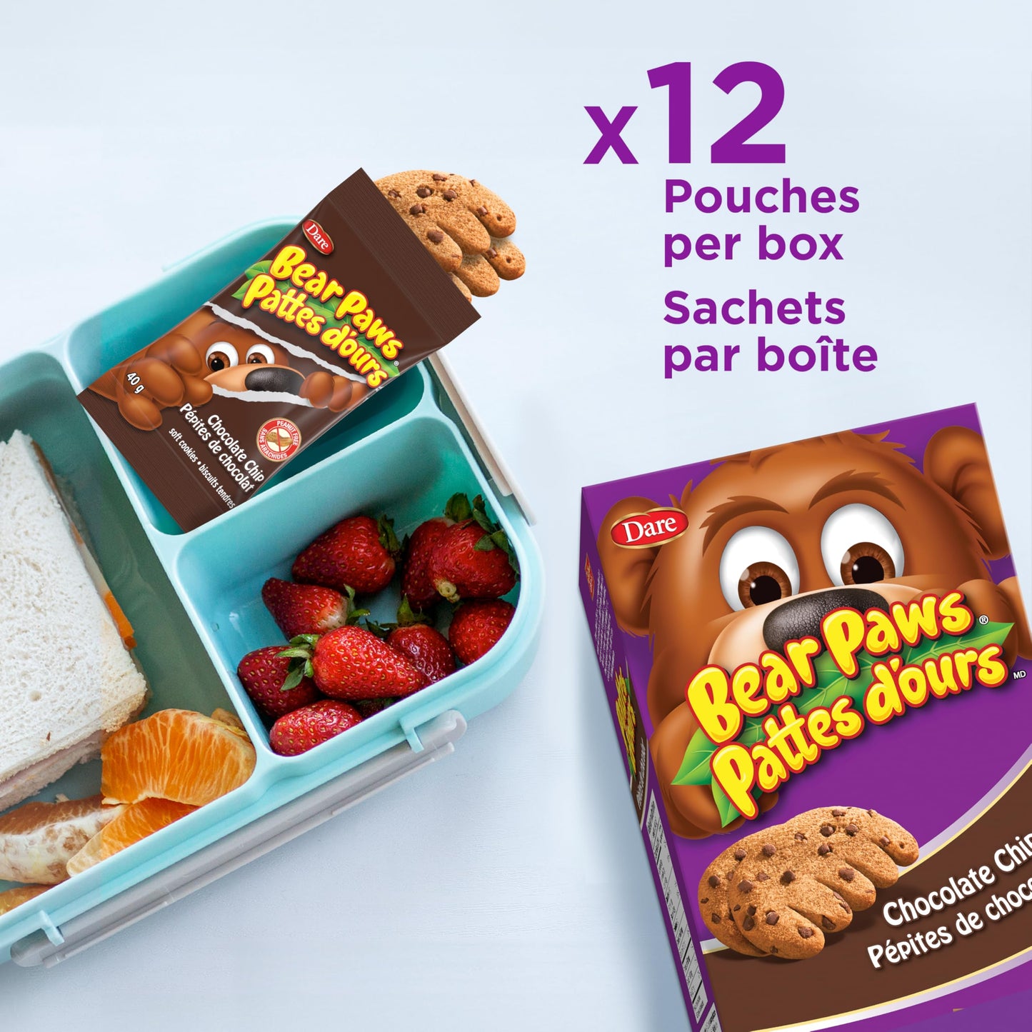 Bear Paws Chocolate Chip Cookies - 480g, 12 Pouches