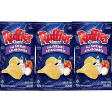 Ruffles All Dressed Ridged Potato Chips - Unique Flavor 3 Pack (Large 200g Bags)